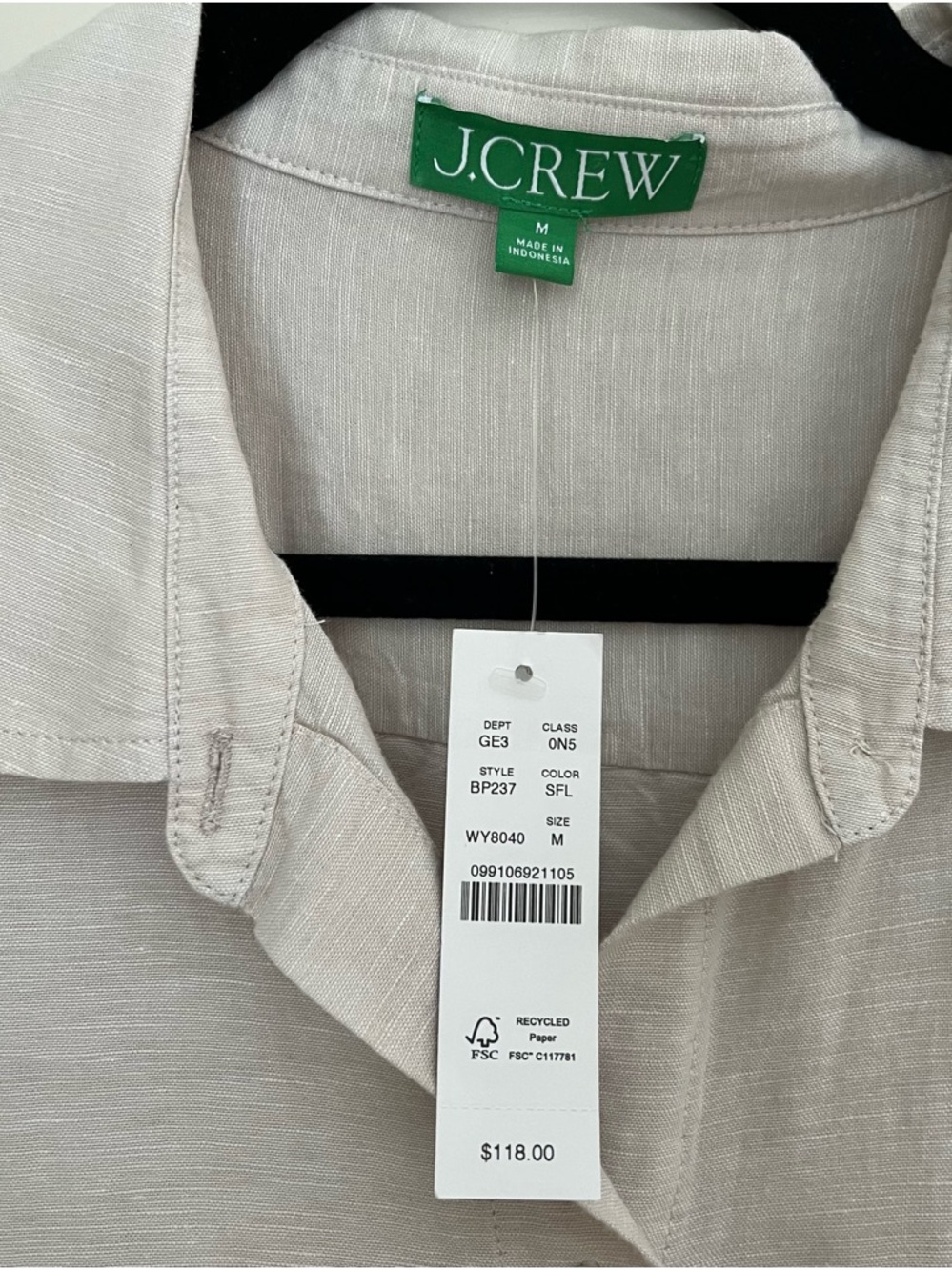 NWT J. Crew Linen and Cotton Blend Lightweight Button-Front Shirt Dress - Picture 2 of 11